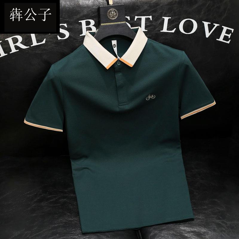 拼色高级感polo衫男短袖2025夏季新修身冰丝透气男士半袖T恤商务