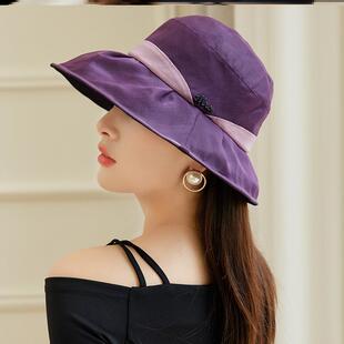 布塔真丝遮阳帽女士夏大帽檐防紫外线中年妈妈桑蚕丝凉帽防晒帽子