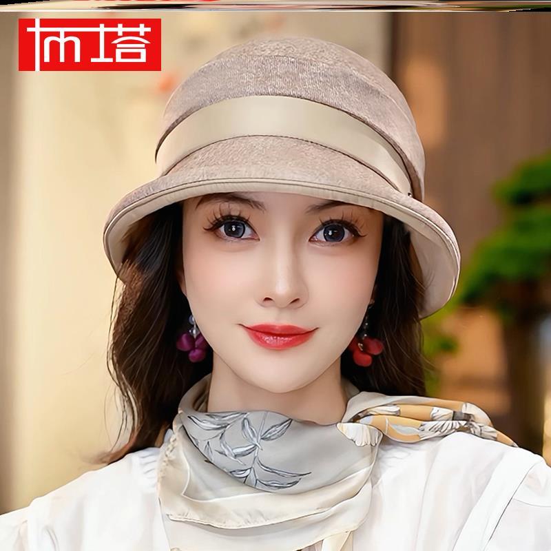 布塔春夏季渔夫帽女小礼帽桑蚕丝饰品百搭女士气质个性小众名族风