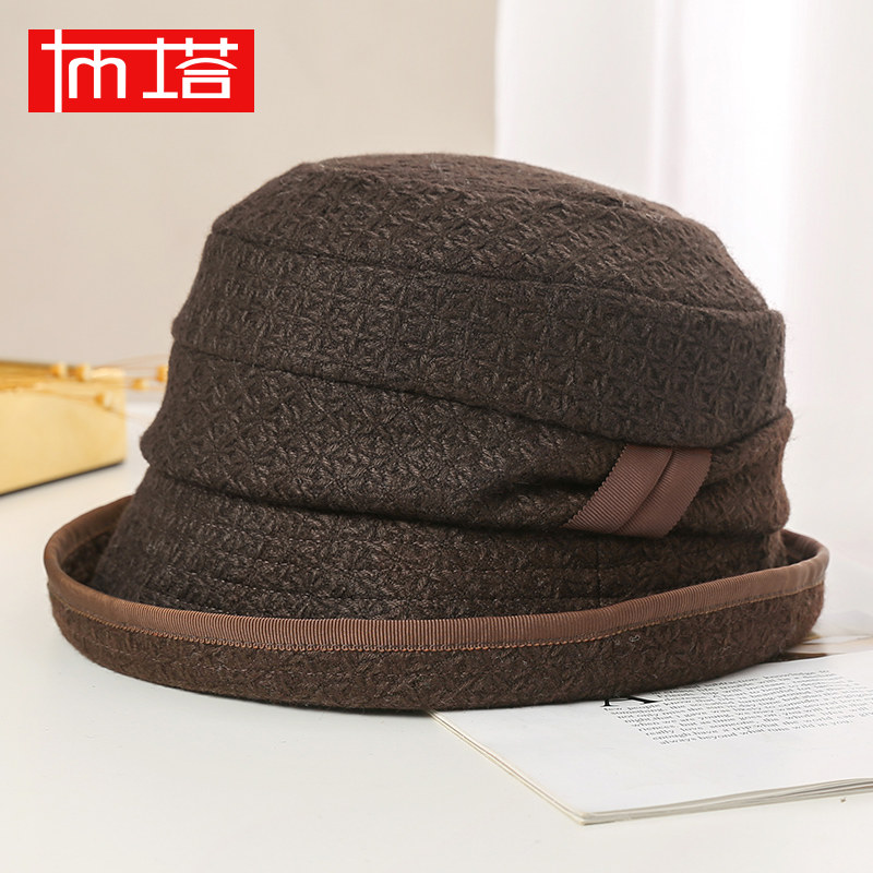 布塔秋冬渔夫帽女卷边盆帽保暖韩版百搭时尚毛呢帽气质羊毛帽子
