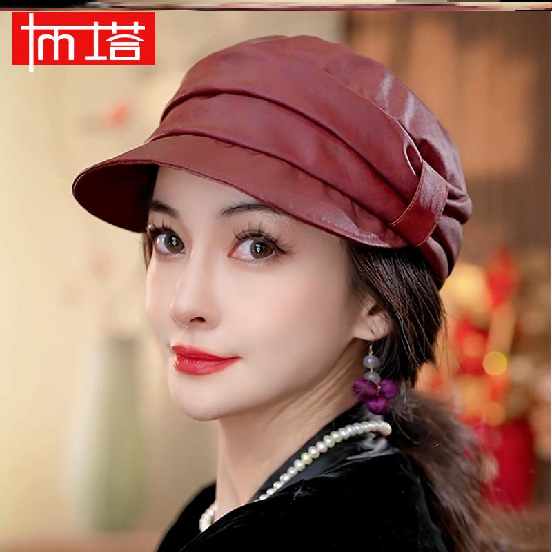 布塔四季帽子香云纱鸭舌帽女透气薄款简约优雅真丝桑蚕丝休闲纯色