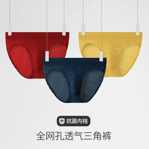 冰丝网孔性感三角裤男
