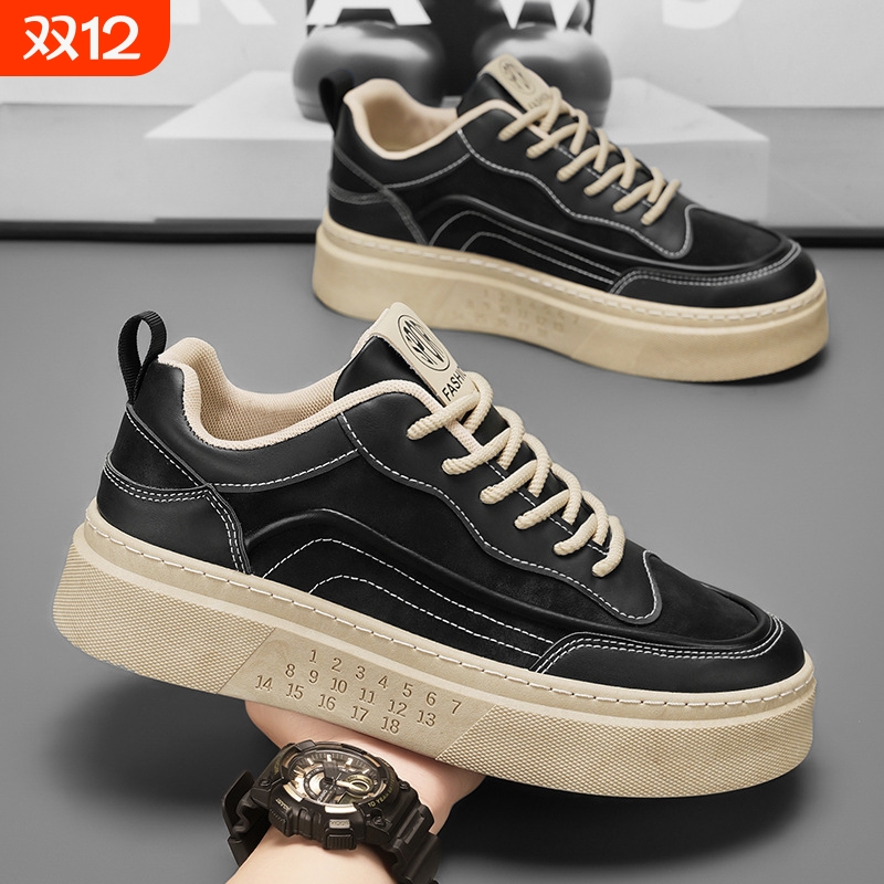 品牌断码春季男鞋新款透气小白鞋子男款韩版潮流百搭厚底运动休闲