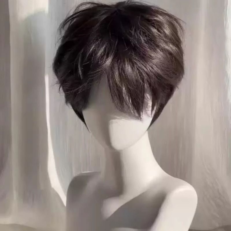 假发男短发韩版帅气微分碎盖蓬松日常自然仿真人发全头套