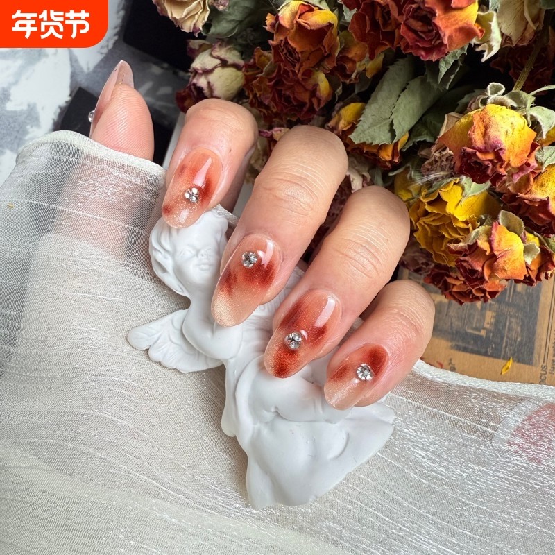 美拉德色系秋冬款穿戴甲高级感可拆卸成品甲片显白美甲椭圆扁平,彩妆/香水/美妆工具,穿戴甲/甲片,淘宝优惠券,粉丝福利购,淘宝优惠卷