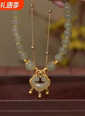 新中式长命锁玉兔手链女款ins高颜值学生手串闺蜜古风生小众礼物