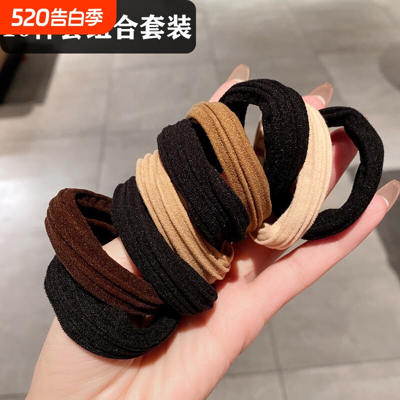 扎头发发饰发绳发圈头绳马尾高弹力橡皮圈夏季加宽无接缝头饰黑色