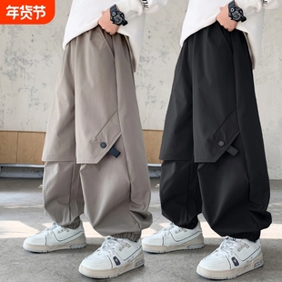 儿童裤子男童工装裤秋装2025新款跳爵士Hiphop街舞运动长裤潮酷帅