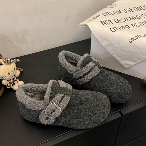 加绒勃肯鞋女冬季保暖毛毛鞋2025新款女鞋灰色加厚雪地靴毛绒鞋子