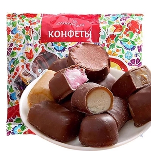 俄罗斯进口巧克力混合糖果休闲零食品结婚喜糖年货圣诞喜糖礼袋装