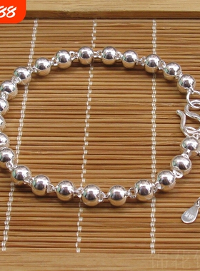 【幂琳】小圆珠纯银手链女999足银手链光珠手链子男女情侣纯银手