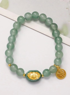 手链手天然和田玉饰转运珠礼物设计女小众7/8mm弥勒佛手串桶珠吊