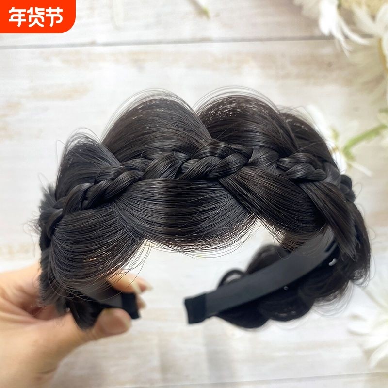 洋气防滑宽边夹心艺术款麻花鱼股辫假发发箍新款发卡带齿防滑日常
