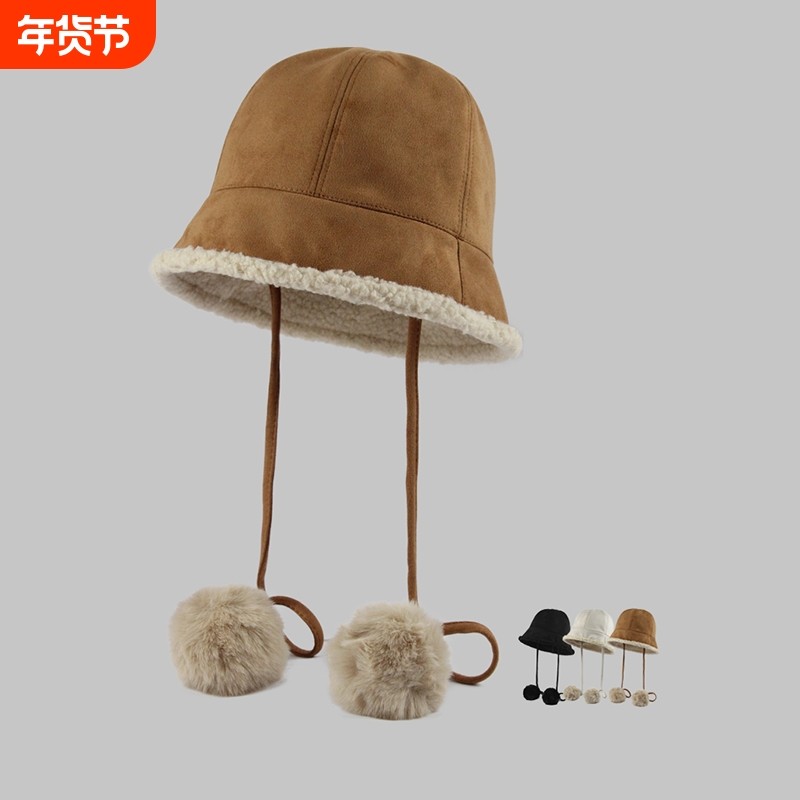 新款可拆卸毛球渔夫帽女双面灯芯绒帽子韩版毛绒羊羔毛水桶盆帽,服饰配件/皮带/帽子/围巾,帽子,淘宝优惠券,粉丝福利购,淘宝优惠卷