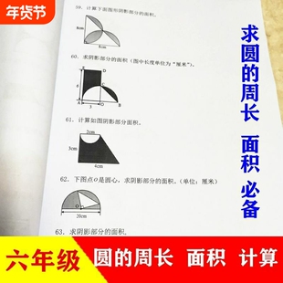 608六年级数学上册圆的半径直径周长阴影面积计算题应用题练习本专项和面图形训练作业