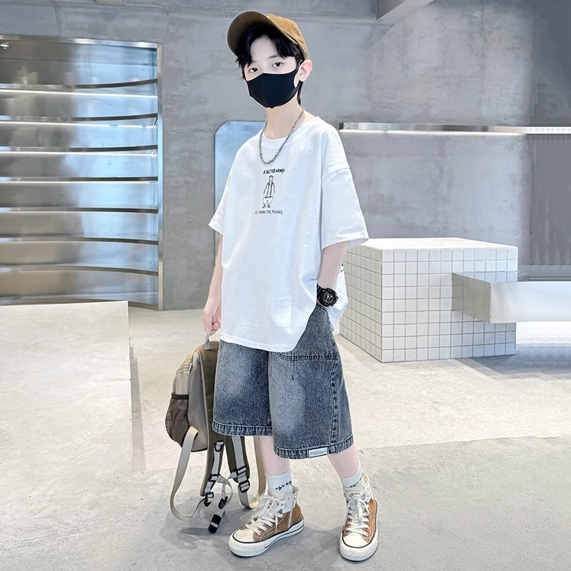 2025新款男童夏装套装夏款儿童网红炸街中大童夏季男孩酷帅薄款