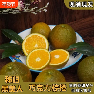 橙子秭归黑美人巧克力棕橙应季多汁薄皮脐橙整箱澳橙一级年货节