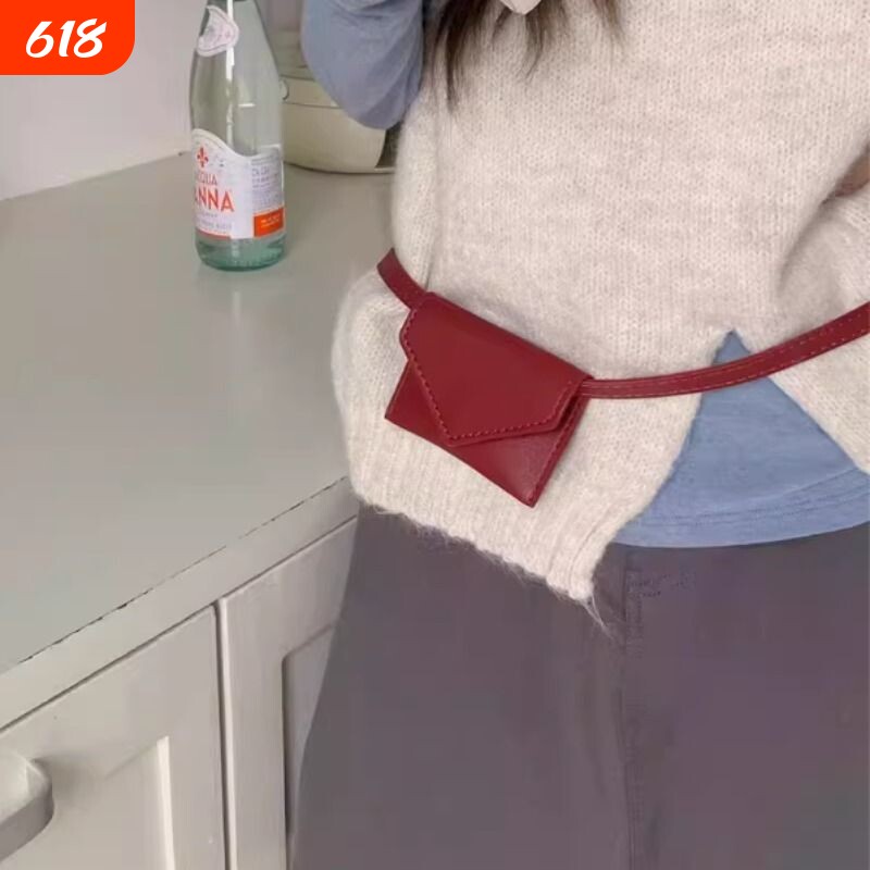新款小众设计皮带小腰包多用翻盖皮带腰带女小包斜挎包耳机包mini