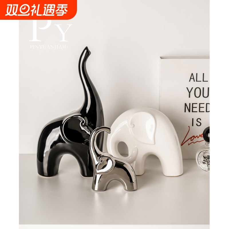 高档轻奢酒柜大象摆件吉象装饰品客厅玄关办公室礼物桌面家居艺术