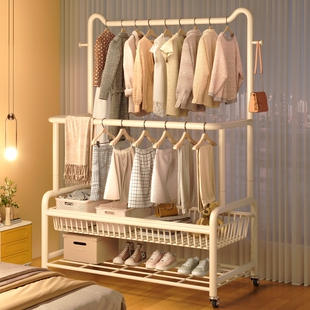 简易鞋帽架家用落地鞋架子客厅鞋架收纳架卧室衣帽架高级移动金属