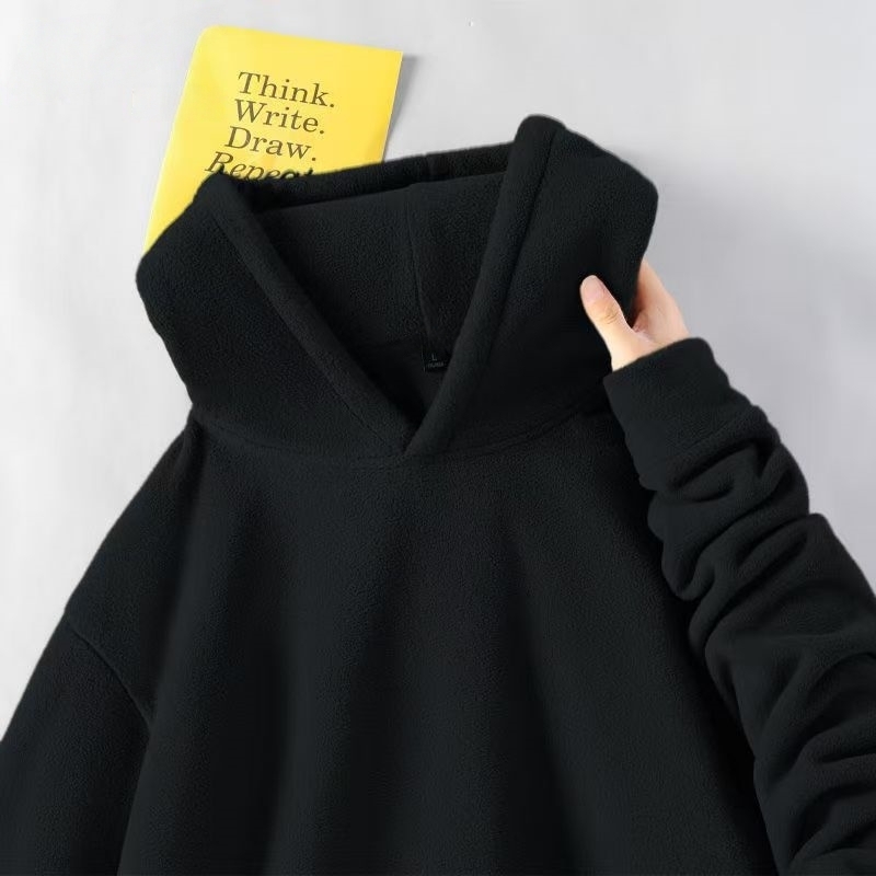 美式复古重磅双面摇粒绒卫衣男女同款秋冬款加绒加厚保暖连帽外套