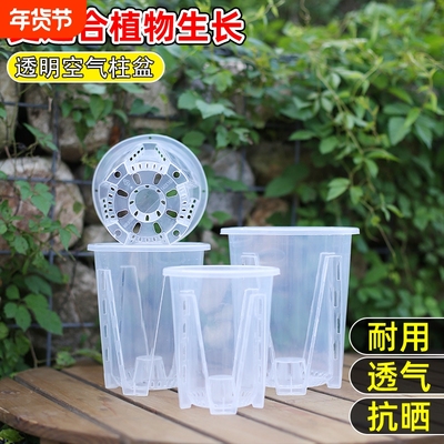 花大号加厚耐用控根花盆透明透气环保树脂塑料种植新款君子带托盘
