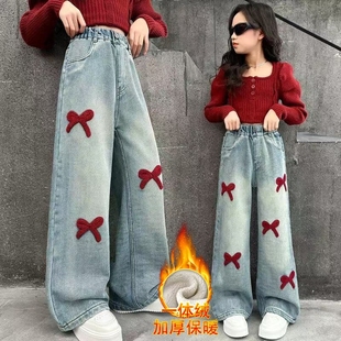 女孩阔腿裤 女童牛仔裤 子女大童直筒裤 儿童裤 子A46 春秋2025新款