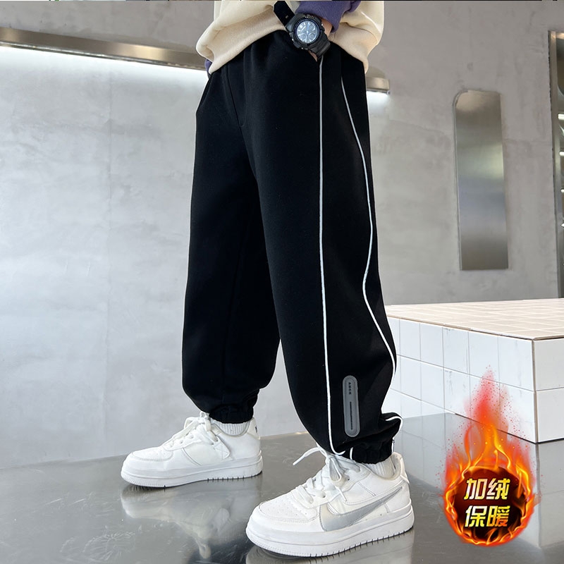 儿童装男童裤子春秋款2025新款儿童秋装运动裤秋季卫裤潮加绒灰色