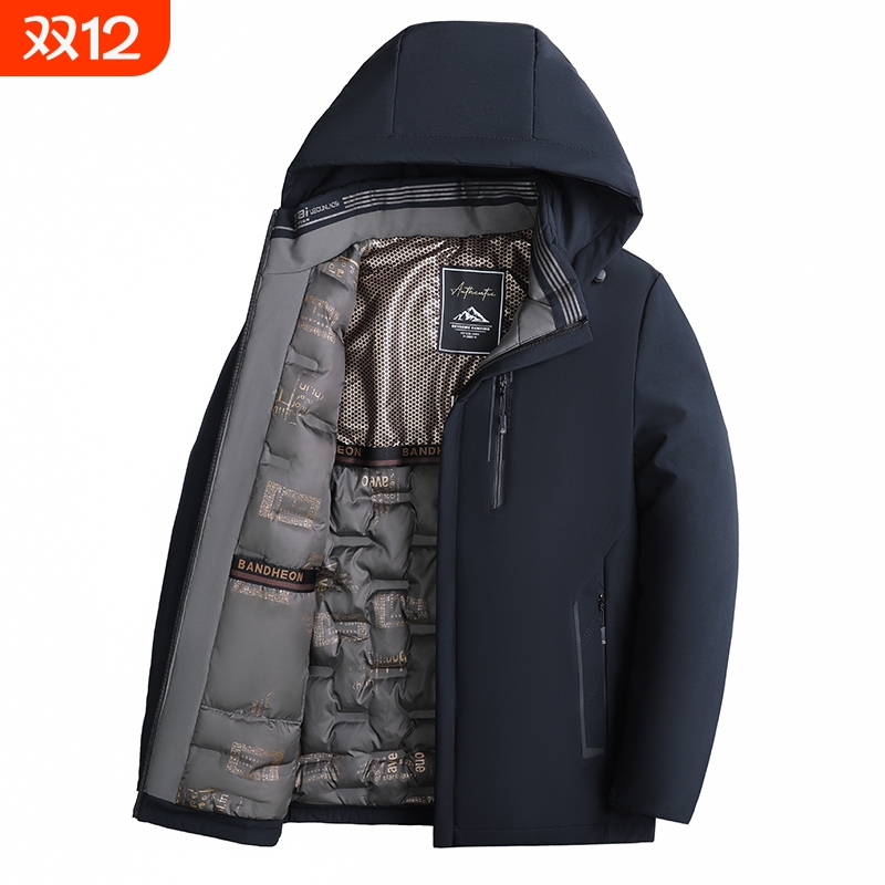 2025男士羽绒棉外套冬季男棉服加绒加厚防风保暖休闲连帽外套爸爸