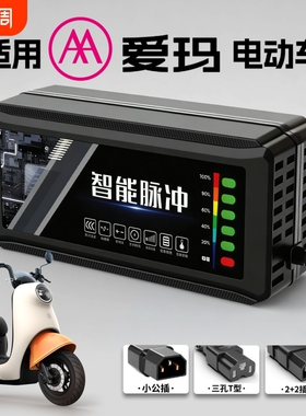 适配爱玛电动车电瓶充电器48V12AH60V20安72伏艾铅酸石墨烯新国标