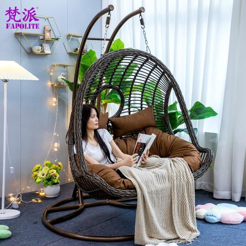 d吊椅吊篮秋千藤椅双人家用卧室懒人室内阳台吊床摇篮鸟巢网红拍