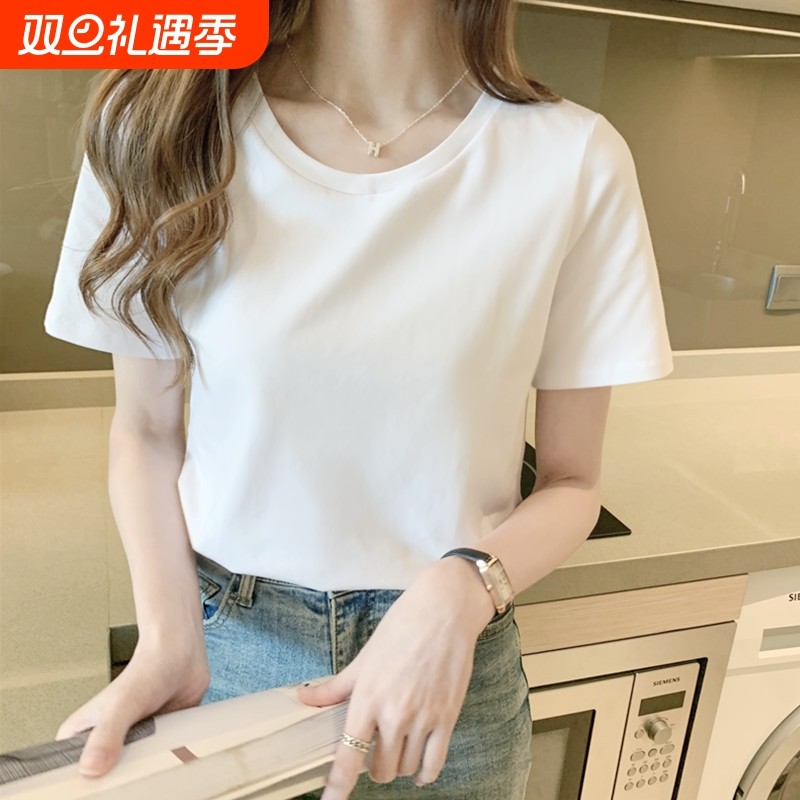 纯棉白色t恤女短袖夏季