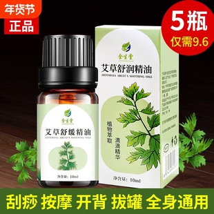 5瓶装艾草按摩精油小瓶精油舒缓肩颈足疗美容院推油开背刮痧10ml