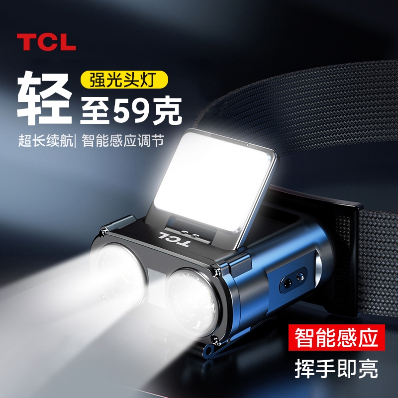 TCL夜钓强光感应头灯超亮充电钓鱼专用超长续航照明帽夹灯猫头鹰