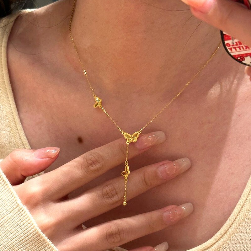 经典流苏蝴蝶套链气质时尚轻奢锁骨链女情人节礼物小众独特饰品