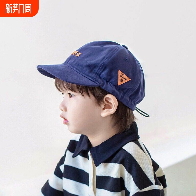 日系街头潮牌抽绳短帽檐鸭舌帽子男女韩版春夏复古百搭字母棒球帽