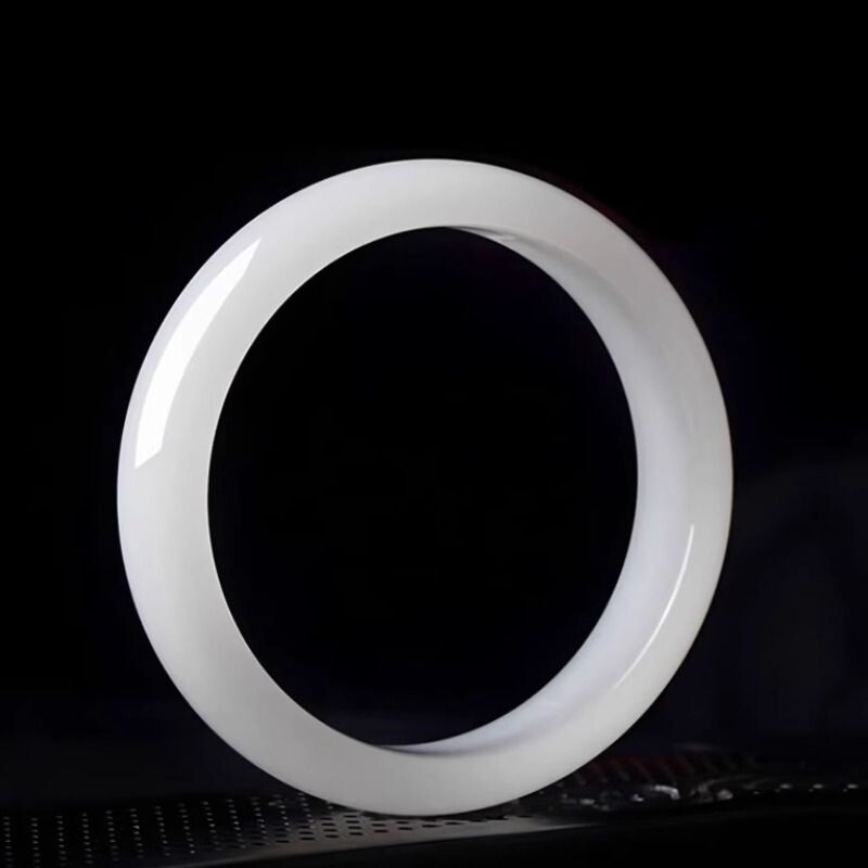 正品新疆白玉手镯真玉石镯子送妈妈女友亲友礼物羊脂白金丝石英玉