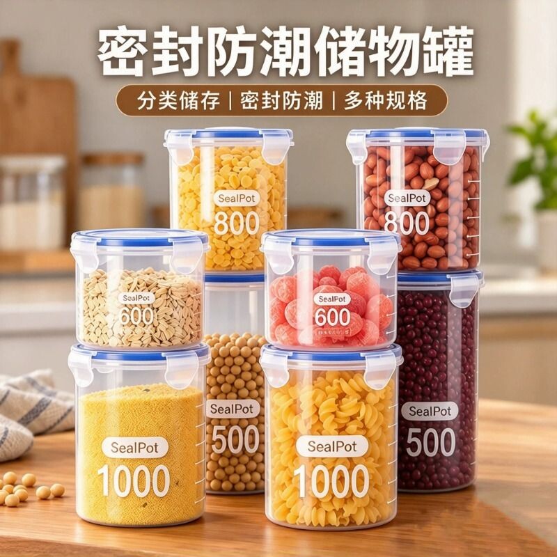 密封罐塑料罐食品罐储存储物罐收纳罐五谷杂粮厨房零食冰箱收纳盒