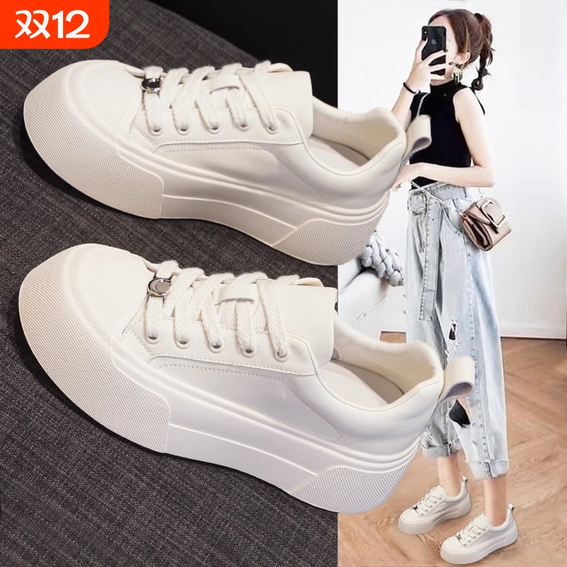 品牌断码百搭增高厚底小白鞋女超火松糕板鞋2025春夏季新款爆款休