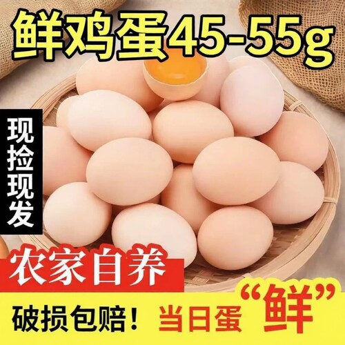 正宗新鲜土鸡蛋农家慢养谷物鸡蛋柴鸡蛋黄心鸡蛋营养蛋45g