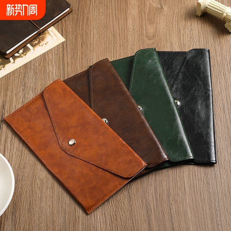 精致纯色薄款便携式钱包女士长款一片式钱夹存放袋收纳现金零钱包