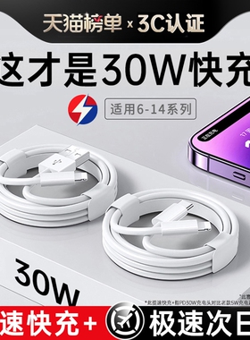【原配30W快充】快充数据线适用苹果14iPhone13/12proMax11充电线器手机XS/XR/8p加长iPad平板6s2米7plus
