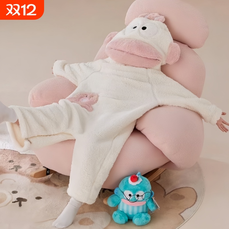 白色丑鱼儿童连体睡衣秋冬季