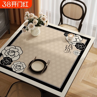 美式正方形桌垫防水防油免洗皮革餐桌垫轻奢高级感方桌布茶几台布