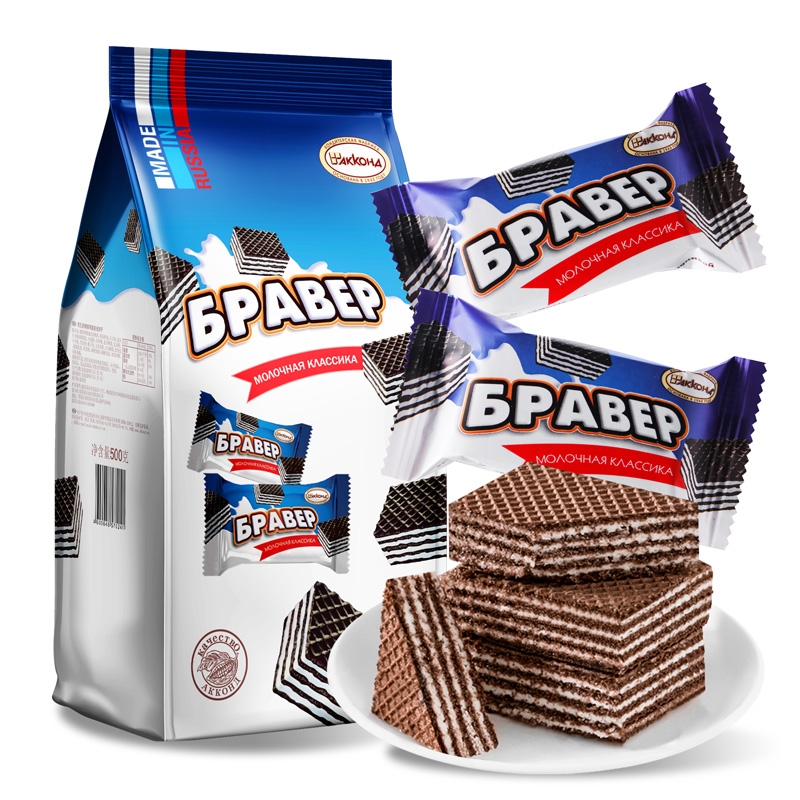 俄罗斯进口冰淇淋威化酸奶饼干农庄奶酪巧克力拉丝香甜零食