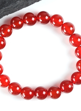 仿红玛瑙手链女转运珠子三圈佛珠本命年红色玛瑙琉璃正品男手串