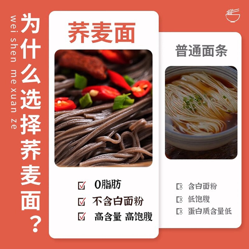 荞麦面早餐粗粮挂面代餐主食面条批发特价整箱全麦苦荞饱腹糖友