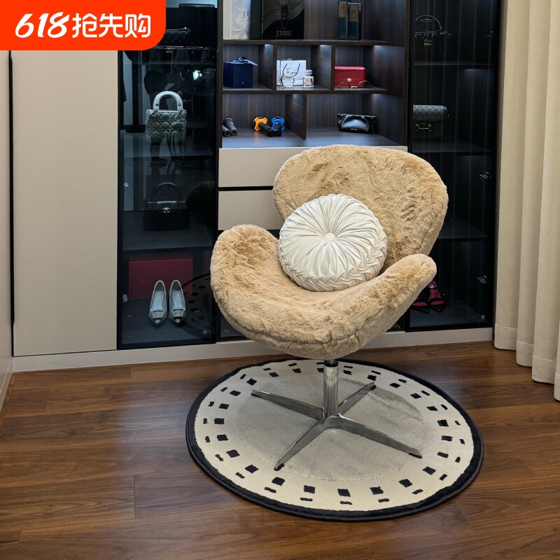 天鹅椅轻奢高级感化妆凳子女生卧室梳妆旋转升降化妆椅转椅久坐