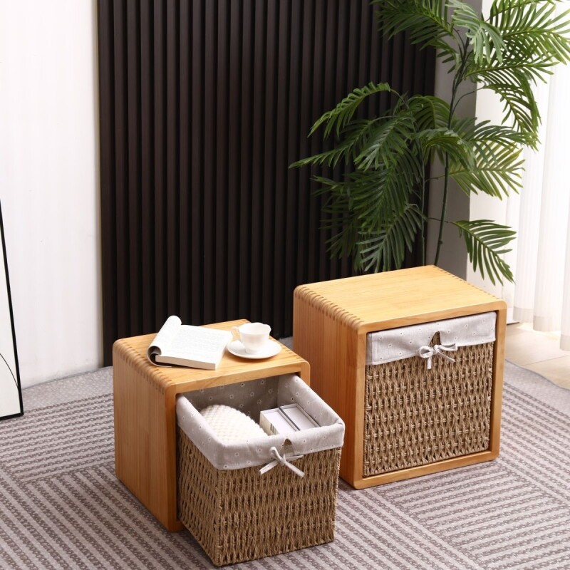 d日式换鞋凳新款回型凳子实木榫卯矮凳客厅储物边几轻奢床头收纳