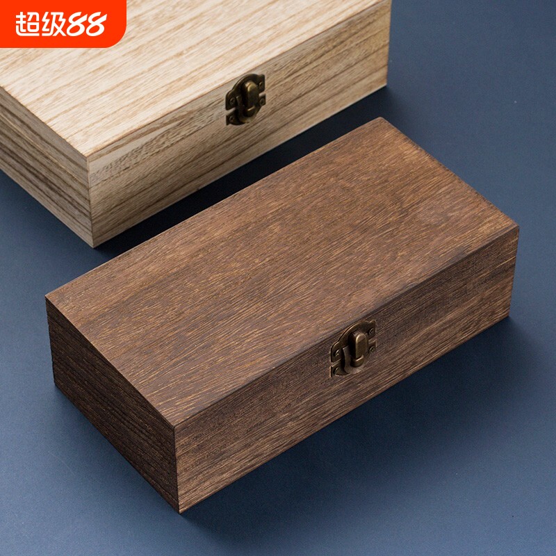 古风发簪收纳木盒子首饰复古储物桌面长方形小箱子大容量头钗翻盖